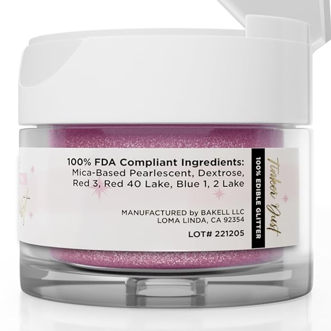 Bakell - Pink Rose Tinker Dust (5g, 1x Jar) Edible Glitter for Food, Desserts, and Beverages!