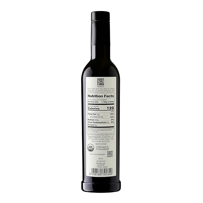 Pruneti - Leccino Medium, Organic New 2024-2025 Early Harvest Italian Olive Oil Extra Virgin from