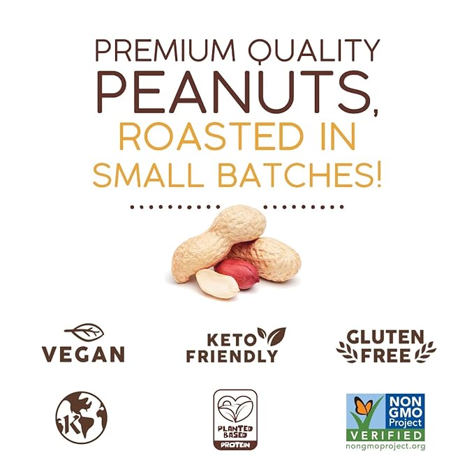 Pasokin Premium Dry Roasted Jumbo Peanuts, Unsalted, NON GMO Verified, Kosher, Keto Friendly, High