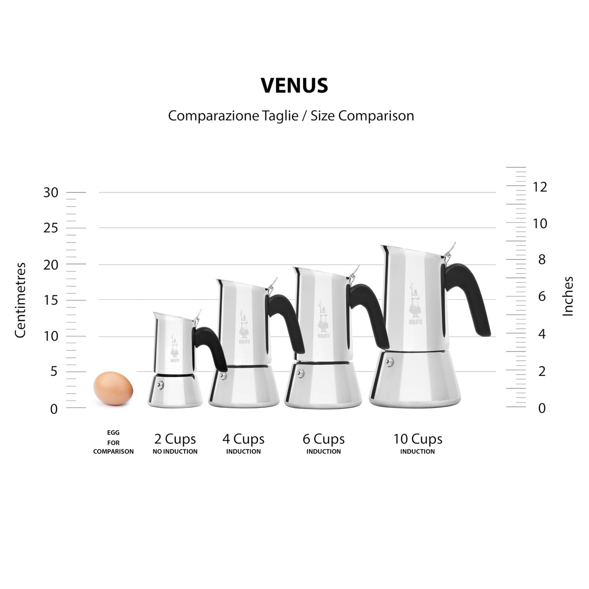 Bialetti - New Venus Induction, Stovetop Coffee Maker, Suitable for all Types of Hobs, Stainless