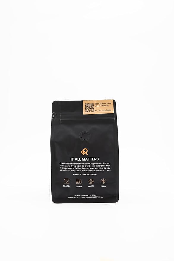 Reborn Coffee Specialty Whole Bean Coffee, Medium Roast, 12 Ounce, Premium Valencia Signature