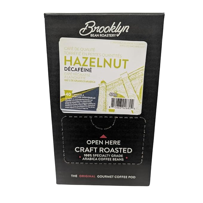 Brooklyn Beans Coffee Pods, Hazelnut Decaf - Compatible with Keurig K Cup Brewers Including 2.0