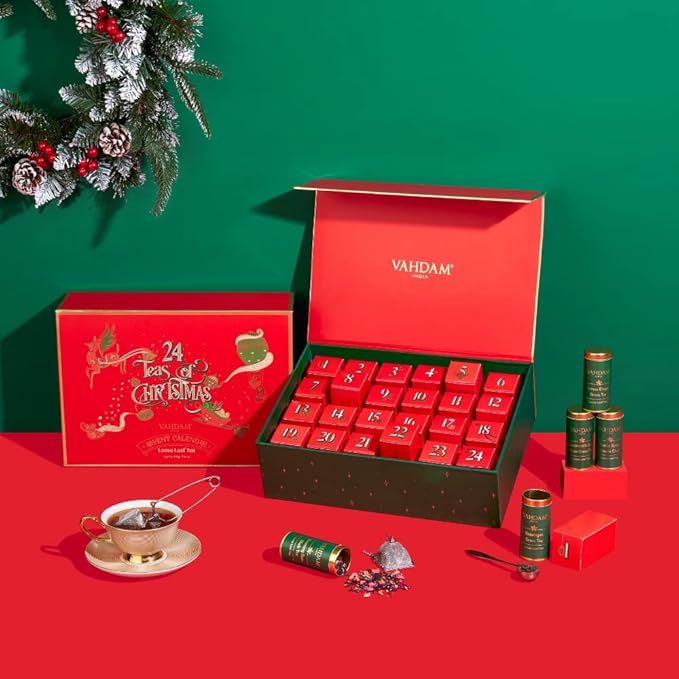 VAHDAM, Advent Calendar 2025 | 24 Unique Loose Leaf Tea - Exclusive Holiday Tea Gift Set |