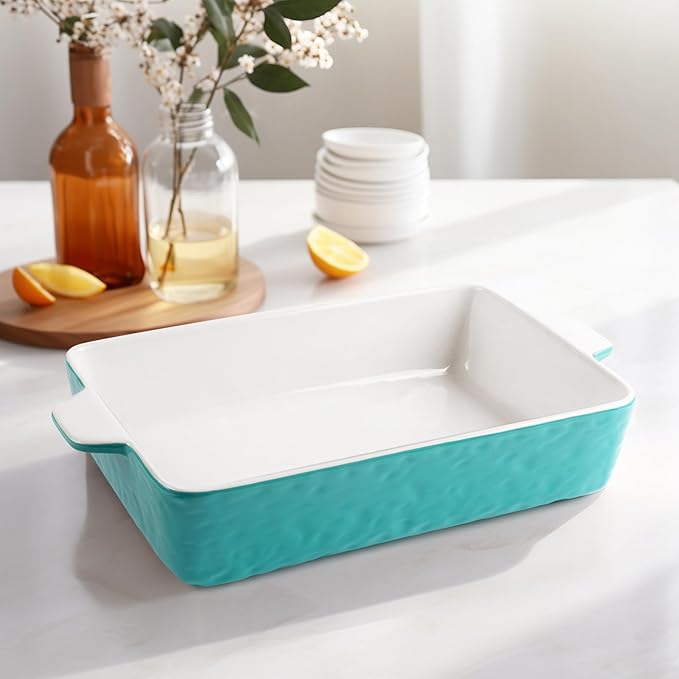 4 QT Baking Dish, Casserole Dishes for Oven, 9x13 Baking Pan with Handles, Lasagna Pan Deep
