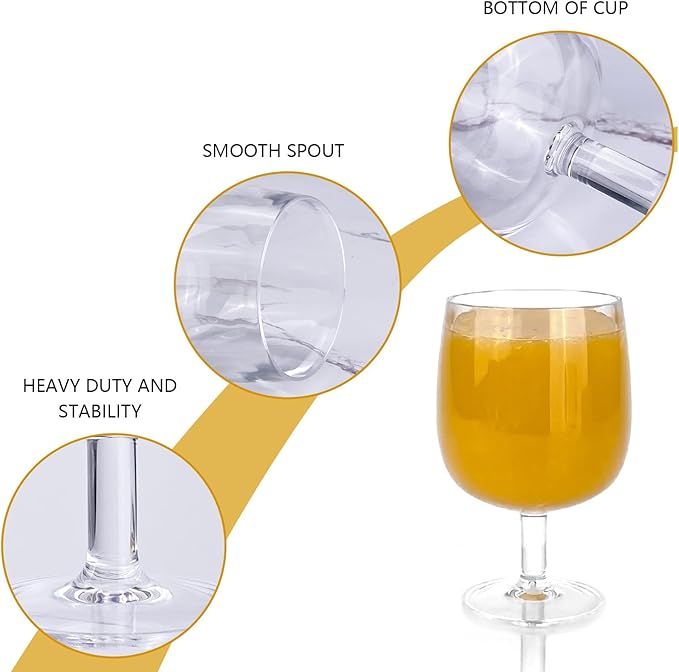 Yalin Set of 6 Unbreakable 12 oz Acrylic Plastic Wine and Water Tumbler Stackable Goblets. (Clear