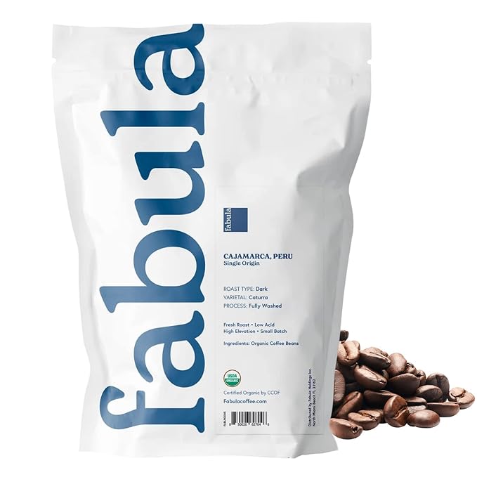 Fabula Coffee Dark Roast Whole Beans - Organic - Low Acid - Single Origin - Non GMO - Mold Free