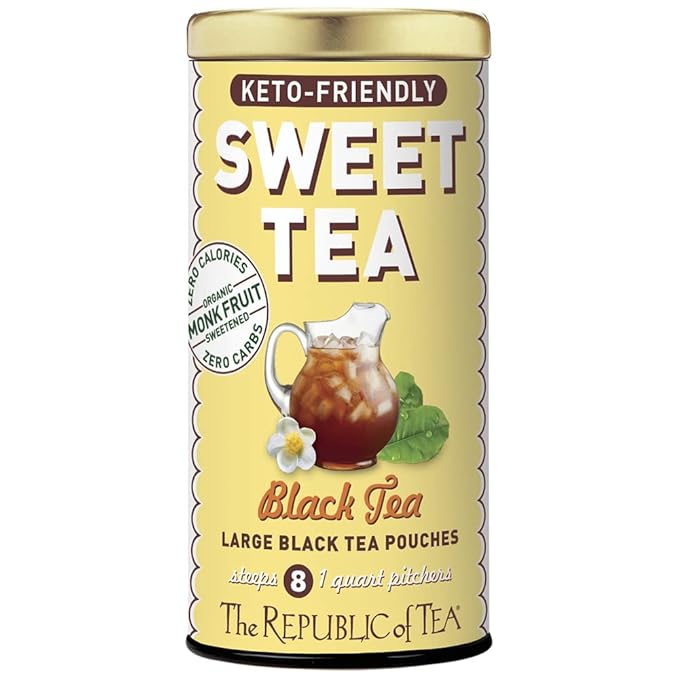 The Republic of Tea – Keto-Friendly Sweet Iced Black Tea, 8 Large Quart-Sized Iced Tea Pouches