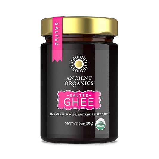 Ancient Organics Salted Ghee - Organic Grass Fed Ghee Butter, Gluten Free, Clarified Butter