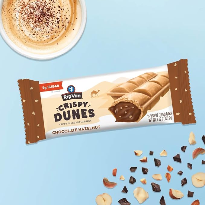 Crispy Dunes Vegan Chocolate Hazelnut Wafer Sticks ??Low-Calorie Keto Snack with Hazelnut Cream