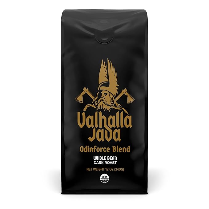 Death Wish Coffee, Valhalla Java Odinforce Blend - Whole Bean Dark Roast - Extra Kick of Caffeine