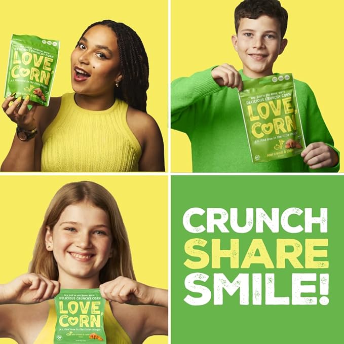 LOVE CORN Sour Cream & Onion 0.7oz x 20 Bags - Delicious Crunchy Corn - Healthy Family Snacks