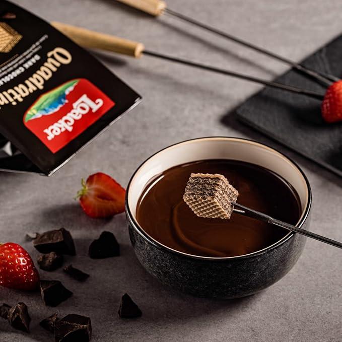 Loacker Quadratini Dark Chocolate Wafer Cookies LARGE - 30% Less Sugar - Premium Crispy Bite Size