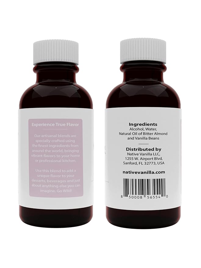 Native Vanilla - Pure Amaretto Flavor - 4 Fl Oz - Pure Flavors and Extracts - Perfect for Cooking