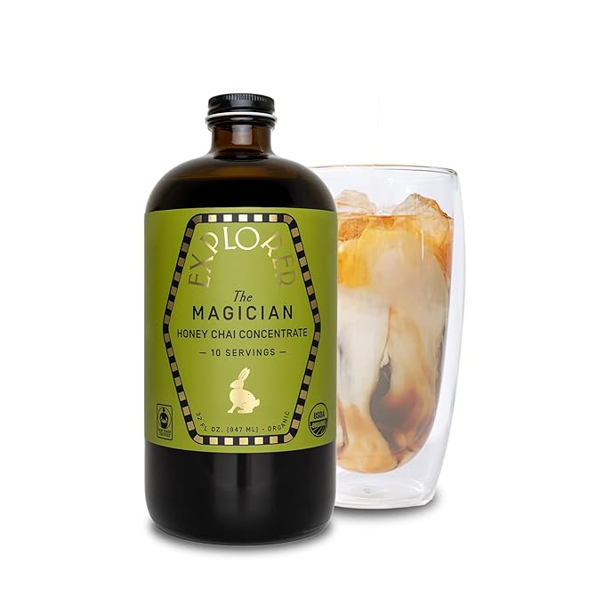 Explorer Organic Chai Tea Concentrate, Magician Spiced Honey, Drink Iced or Hot, 32 fl oz, Makes 8