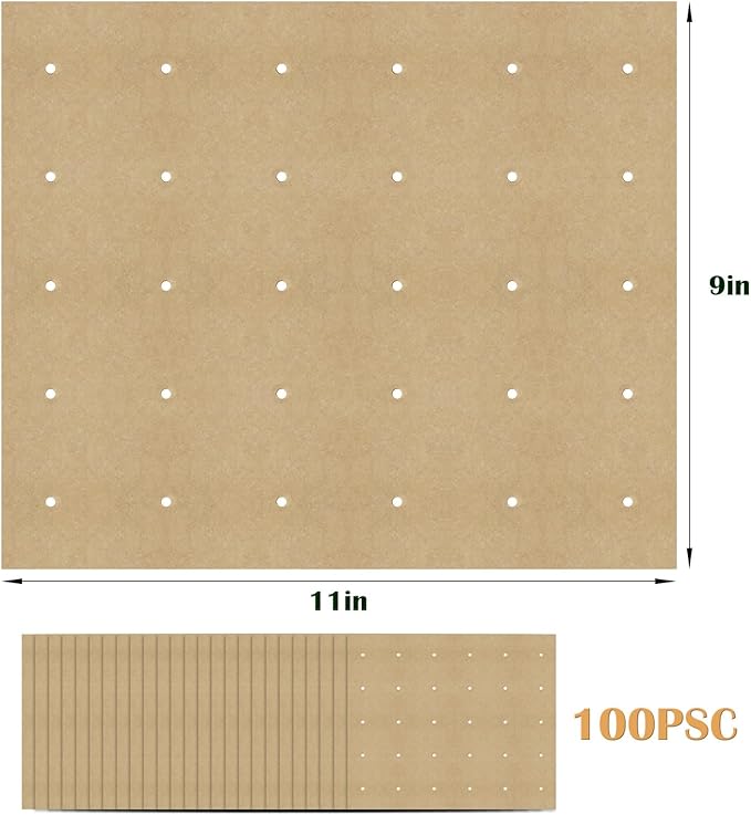 100 PCS Unbleached Parchment Paper, Perforated Square Liners for Cuisinart, Breville, Black and