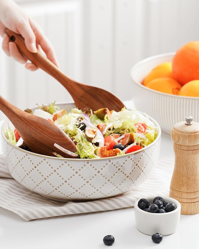 getstar Large Serving Bowls (9.5 inch & 92 fl oz), Ceramic Salad Bowl Set of 2, Microwave and