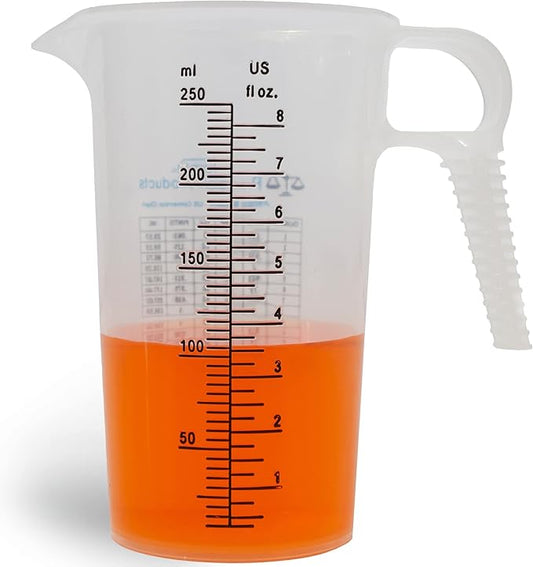 8oz 1 Cup Measure Pitcher with Convenient Conversion Chart??Food Grade - Great for Cooking, Home
