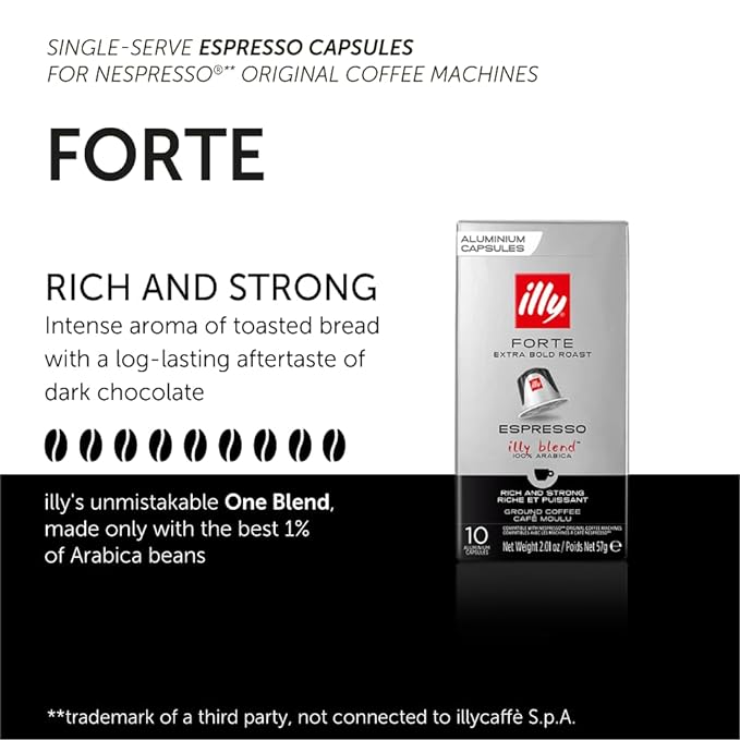 Illy Espresso Compatible Capsules - Single-Serve Coffee Capsules & Pods - Forte Extra Bold Roast