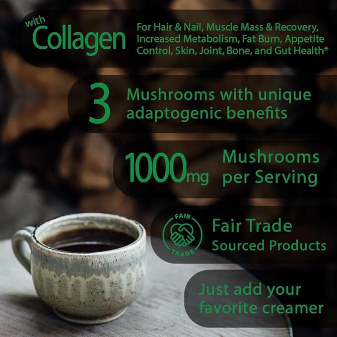 Destress Boost Organic mushroom Instant Coffee - 10 x 9g Packets - Healthy Coffee alternative and
