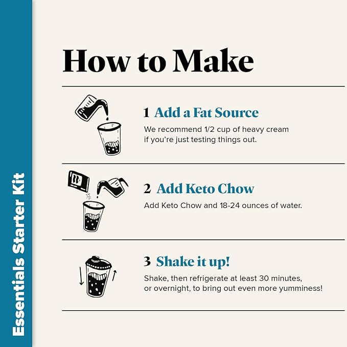 Keto Chow Essentials Kit - Keto Meal Replacement Shake Powder - Nutritionally Complete - Low Carb