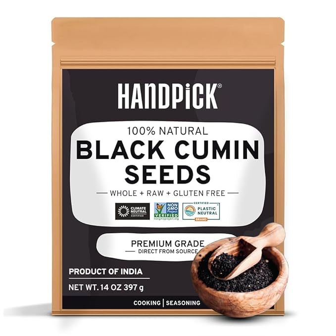 HANDPICK Black Cumin Seed (14oz) Pure Nigella Seeds - No Salt or Preservatives, Non GMO | Indian