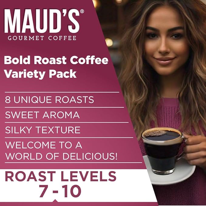 Maud's Bold Dark Roast Coffee Pods Variety Pack, 40 ct, 8 Assorted Dark Roast Flavors in Recyclable