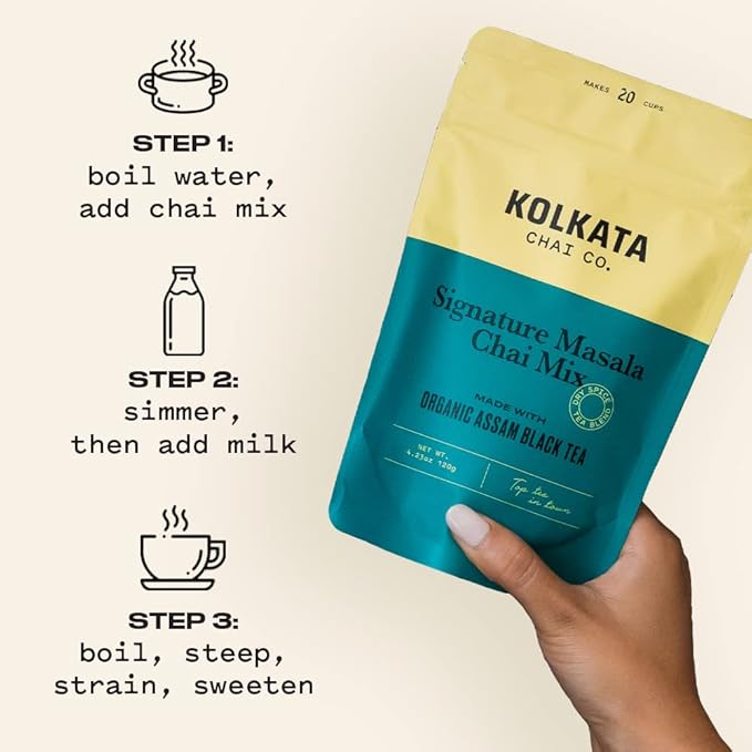 Kolkata Chai Signature Masala Chai & Rose Chai Combo Pack, Makes 40 cups, Premium loose leaf tea