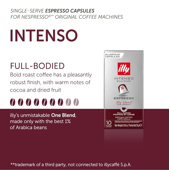 Illy Espresso Compatible Capsules - Single-Serve Coffee Capsules & Pods - Intenso Dark Roast
