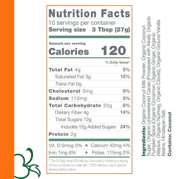 Bare Life: Instant Dairy Free Pumpkin Spice Hot Cocoa Mix - 10 Serving Pouch | Gluten Free, Vegan