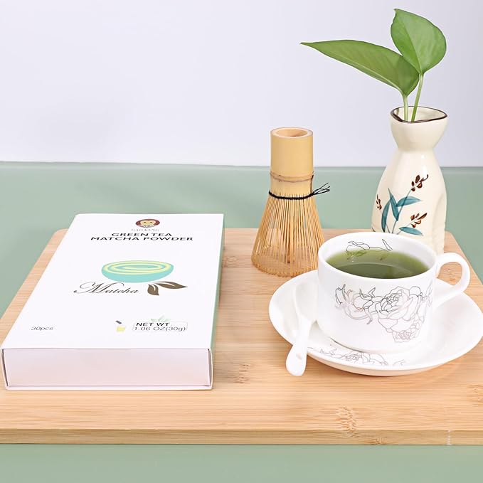 Taiping HK Green Matcha Tea 10 Single Serve Stick Packs For Cooking, Baking, Latte, Smoothie, Hot &