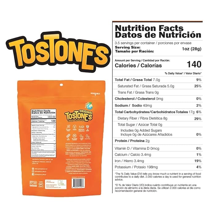 TOSTONES, Green Plantains, Re-Sealable Bag, Crunchy chips, Plantains, Flower Oil and Salt, 3.53 Oz