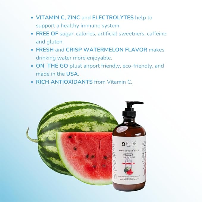 Pure Inventions - Watermelon Water Infusion Drops - Antioxidants, Vitamin C & Electrolytes - Health