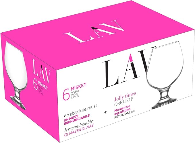 LAV Brandy Snifters Glass Set | Dishwasher Safe, Short Stem Balloon Glasses, Glass Goblets for