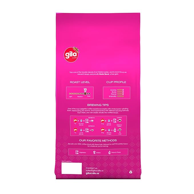 gila café Whole Beans Coffee Medium Roast Master Blend 32oz (1-Pack) - 100% Mexican Arabica Roasted