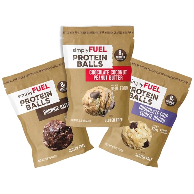 simplyFUEL Chocolate Protein Ball Variety Pack - Whole Food Balls with Probiotics - 8g Protein