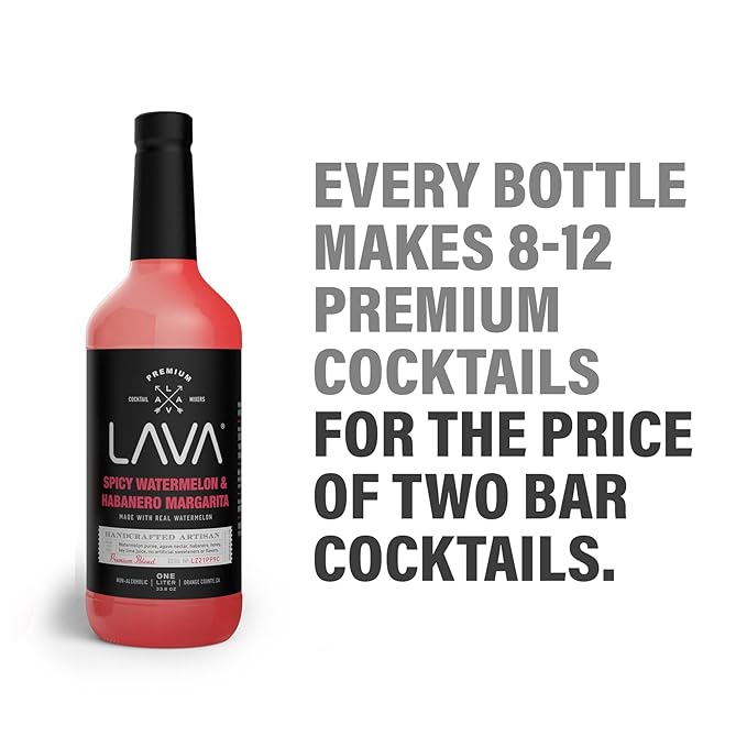 LAVA Premium Spicy Watermelon Habanero Margarita Mix, Cold-Pressed Organic Watermelon, Agave
