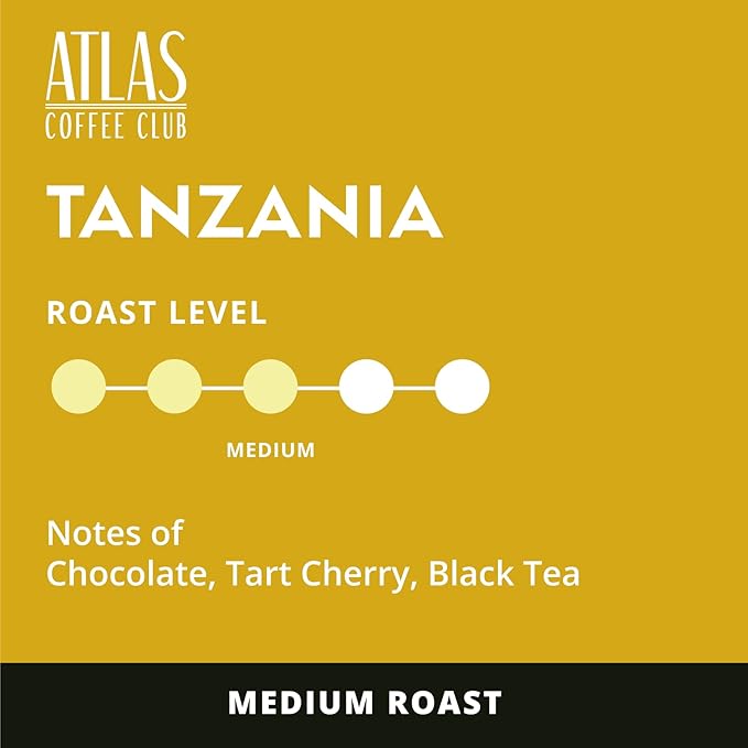 Atlas Coffee Club Coffee Pods – Light/Medium Roast, Single-Origin Tanzania, 24 Count – Compatible