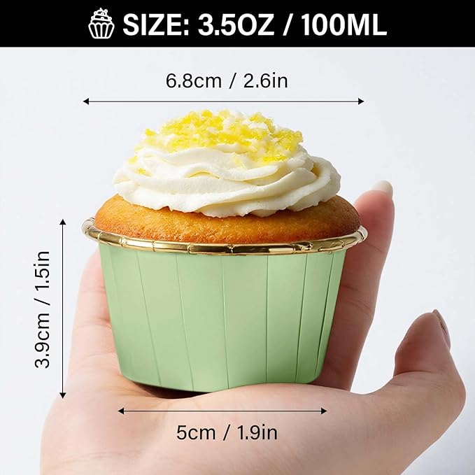 EUSOAR Cupcake Cups, 50pcs 3.5oz Muffin Cupcake Liners Disposable Ramekins, Aluminum Foil Wrappers