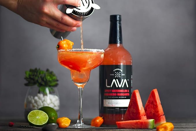 LAVA Premium Spicy Watermelon Habanero Margarita Mix, Cold-Pressed Organic Watermelon, Agave