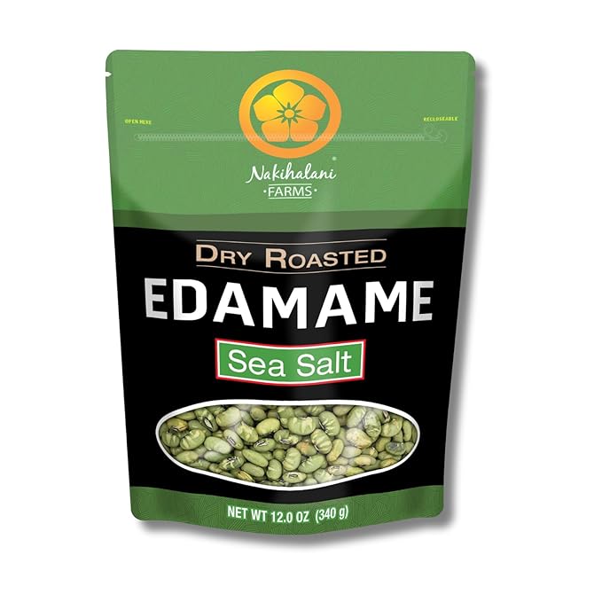 Dry Roasted Edamame Beans Snack by Nakihalani Farm ??Sea Salt (12 oz) Non-GMO Crunchy Soybeans
