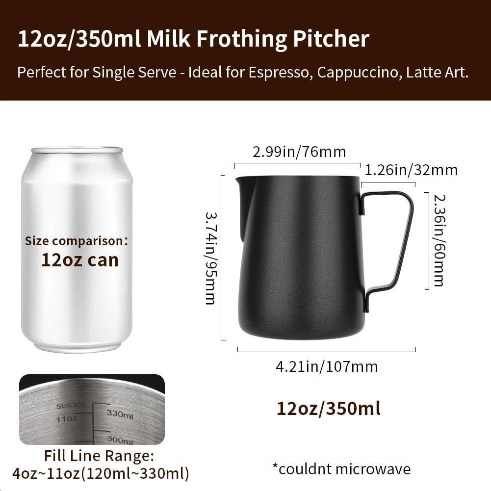 watchget 12oz Milk Frothing Pitcher Stainless Steel Espresso Steaming Jug