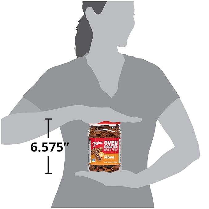 Fisher Oven Roasted Never Fried Mammoth Pecans, 17 Ounces (Pack of 1), Heart Healthy Snacks for