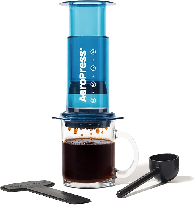 AeroPress Clear Blue Coffee Press – 3 In 1 Brew Method Combines French Press, Pourover, Espresso