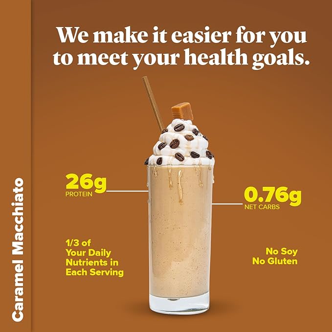 Keto Chow Caramel Macchiato | Keto Meal Replacement Shake Powder | Nutritionally Complete | Low