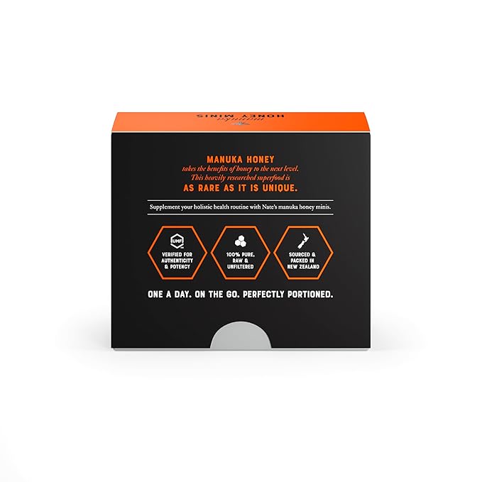 Nate's Manuka Honey Minis - 10 count Single-serve, Pure Manuka Honey - MGO 263+ | UMF Certified 10+