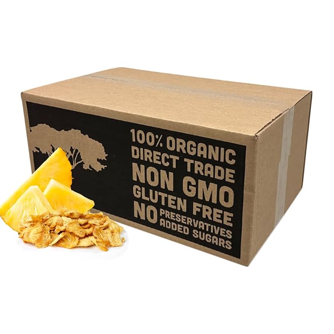 Mavuno Harvest Pineapple Dried Fruit Snacks | Organic Dried Pineapple Chunks | Gluten Free Healthy