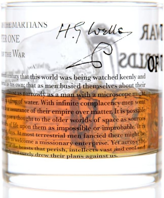 Well Told Classic Literature Rocks Glass - The War of the Worlds by H.G. Wells - Old Fashioned