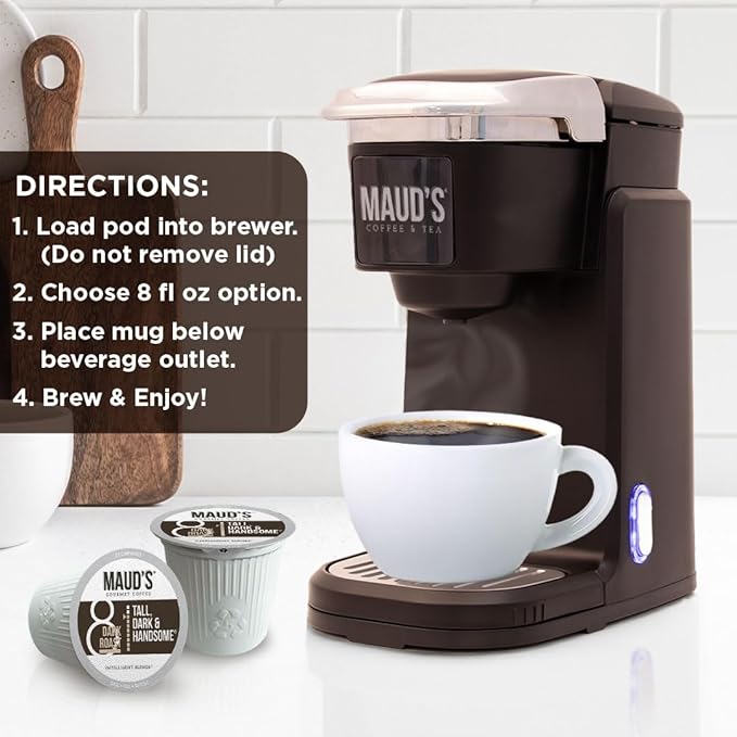 Maud's Dark Roast Coffee Pods, 100ct, Recyclable Single Serve Pods – 100% Arabica Coffee