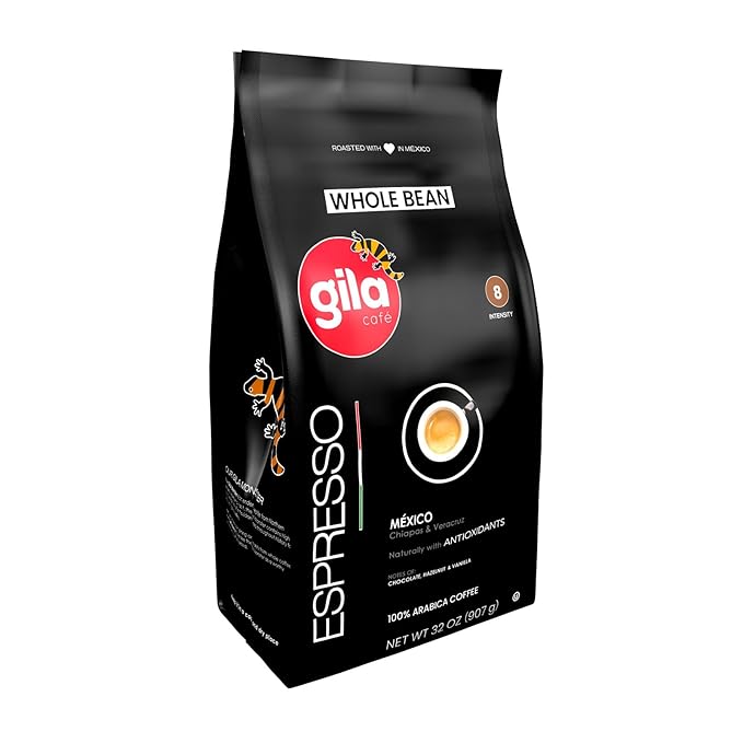 gila café Whole Beans Coffee Medium Roast Espresso 32oz (1-Pack) - 100% Mexican Arabica Roasted