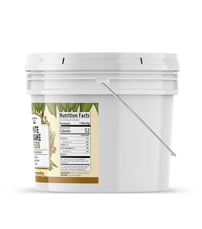 Unpretentious White Sesame Seeds, 1 Gallon, Hulled, Natural, Mild Nutty Flavor